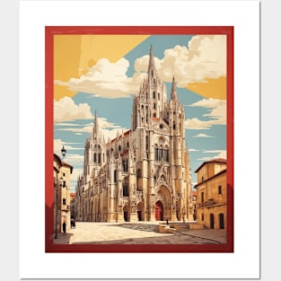 Burgos Cathedral Spain Travel Tourism Retro Vintage Art Posters and Art